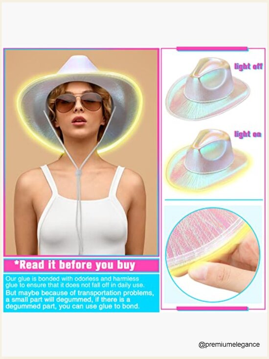 20 LED Light Up Hats for Cowgirl Western Theme Party